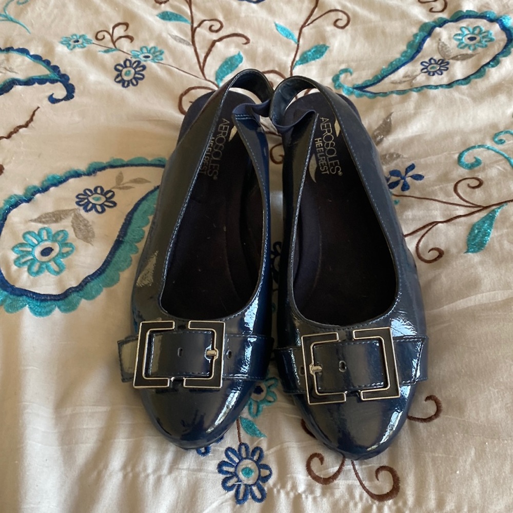 Navy blue slip on heels